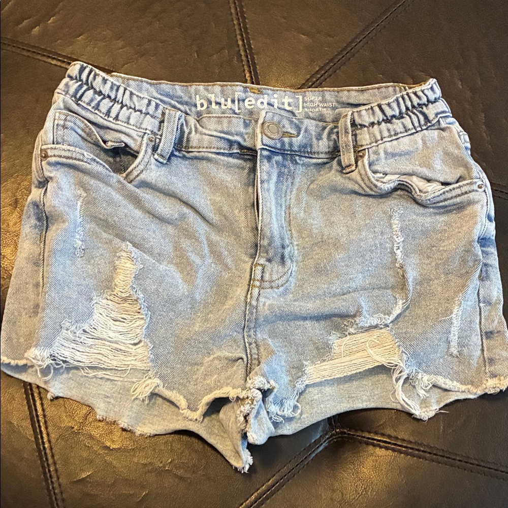 Light Blue Distressed Women Shorts